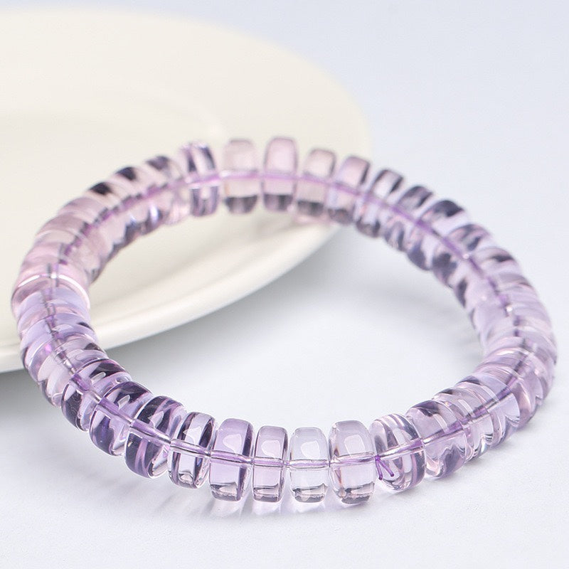 Natural Bolivian Amethyst Straight-Cut Disc Bead Bracelet