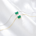 S925 Sterling Silver Square Emerald Colored Zircon Necklace