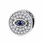 S925 Sterling Silver Round Evil Eye Zircon Inlaid Bead Pendant