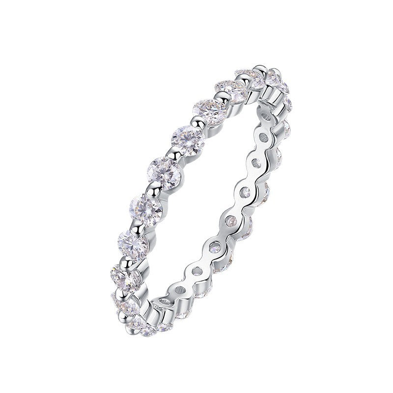 S925 Silver Moissanite Solid-Band Ring