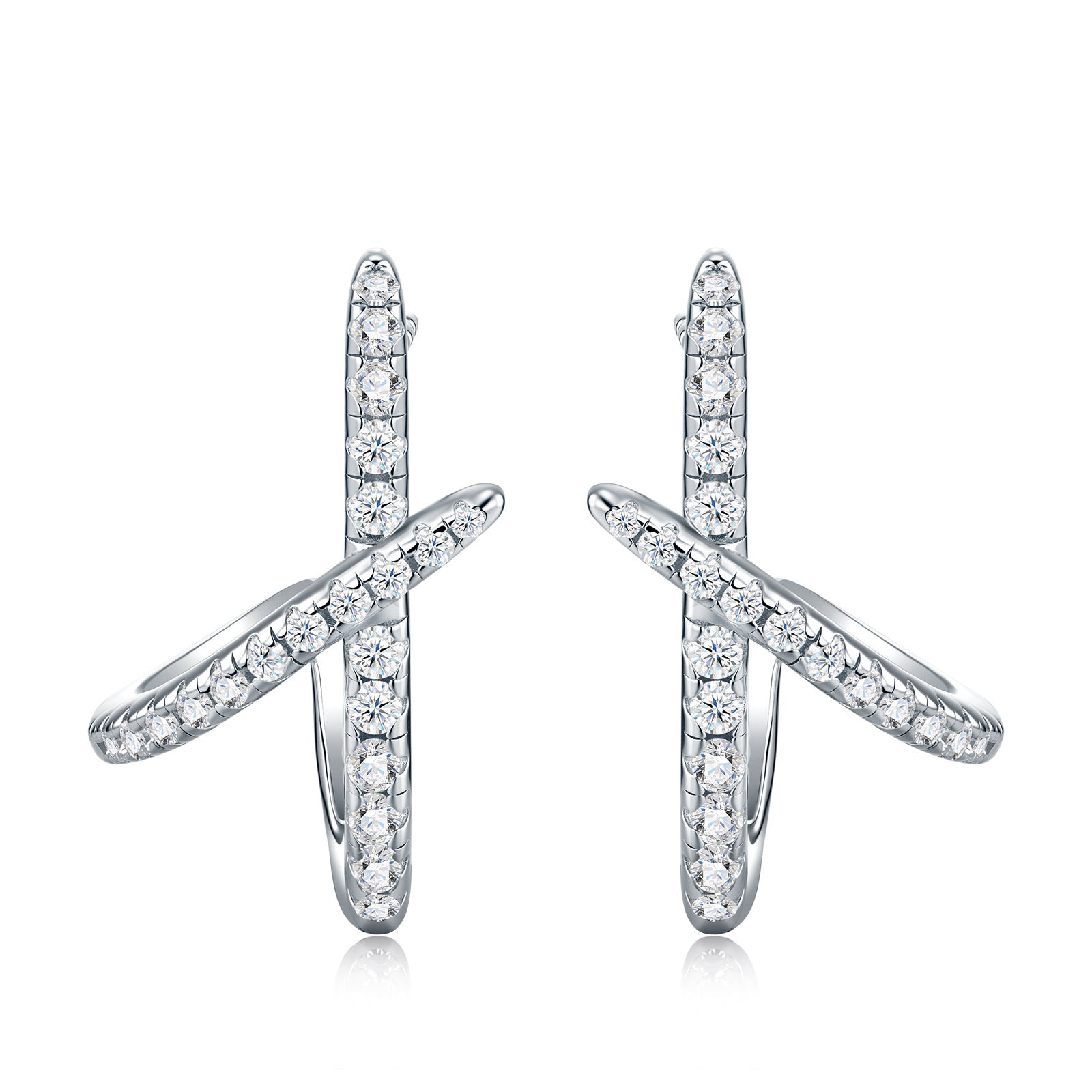 S925 Silver Bold Geometric Moissanite Earrings