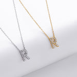 S925 Sterling Silver Simple Zircon Necklace with English Letters