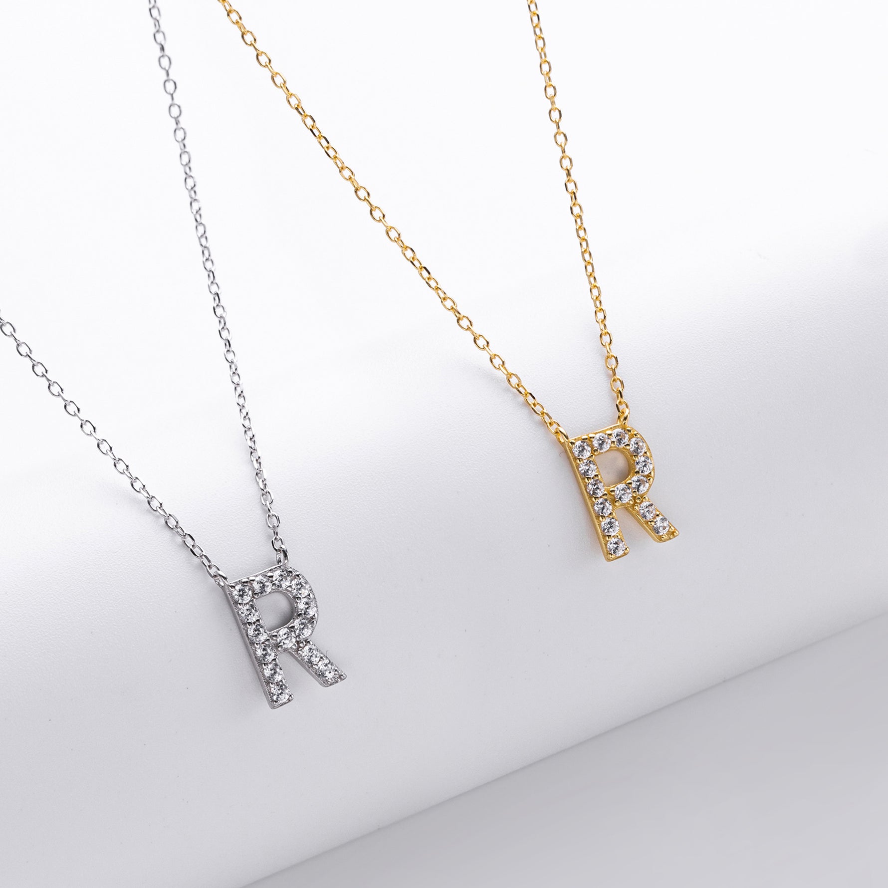 S925 Sterling Silver Simple Zircon Necklace with English Letters