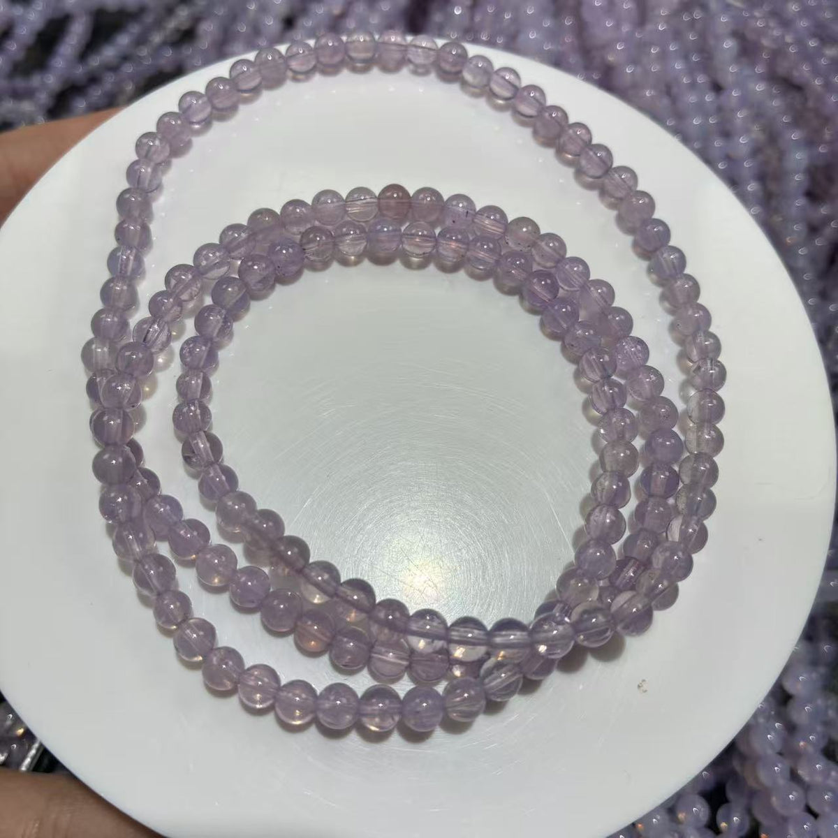 Natural Purple Jade-Quartz Three-Strand Bracelet