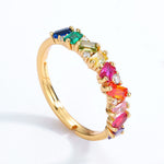 S925 Sterling Silver Gold-Plated Rainbow Zircon Ring