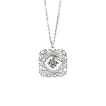 S925 Sterling Silver Moissanite Woven Dream net Square Pendant Necklace