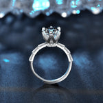 S925 Sterling Silver Bamboo Six-Claw Ring Moissanite Ring