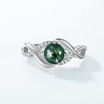 S925 Sterling Silver Wavy Green Moss Ring