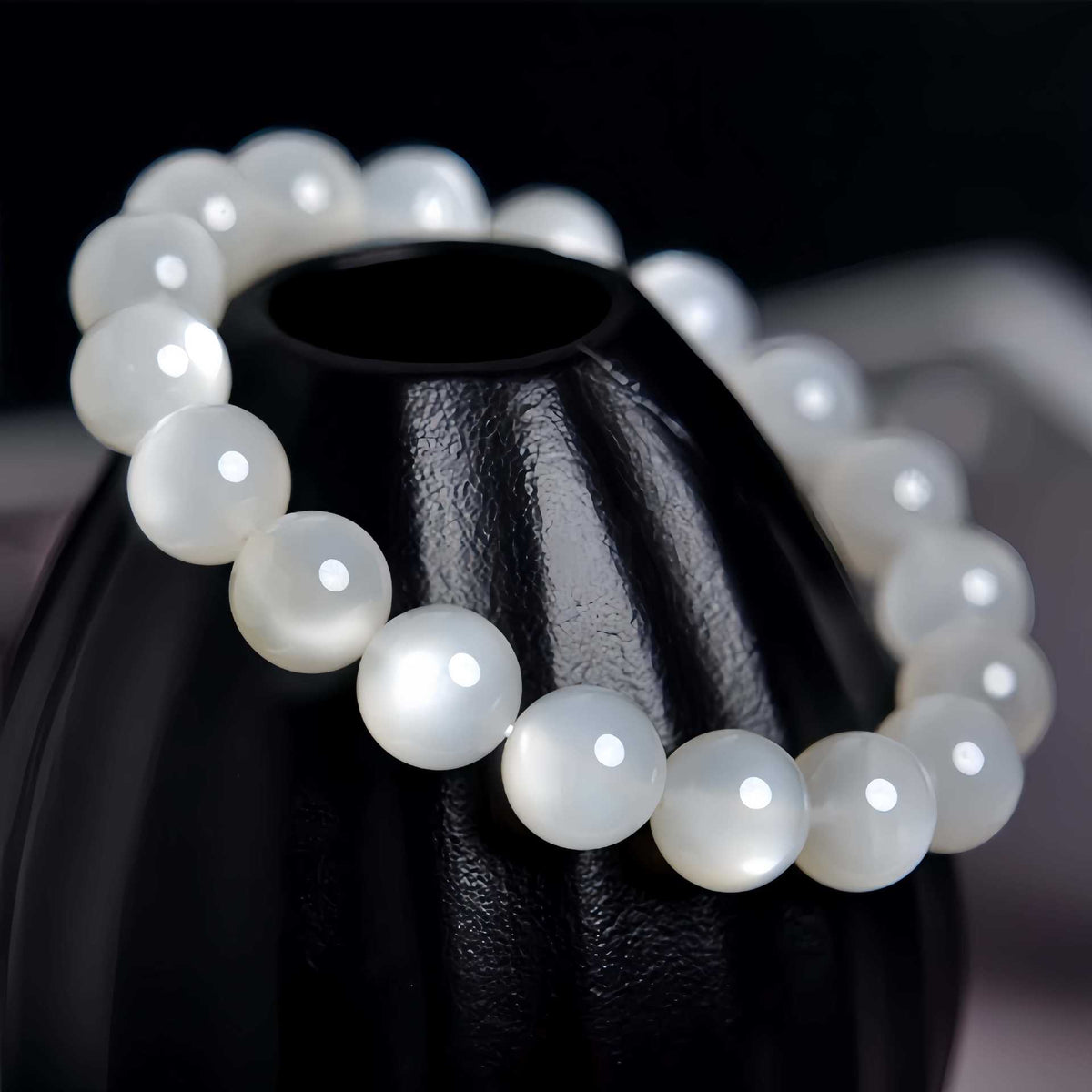 Natural White Moonstone Cat's Eye Bracelet