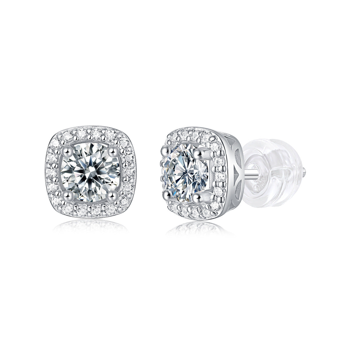S925 Silver Square Moissanite "Chanel-Style" Stud Earrings