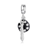 S925 Sterling Silver Art Palette and Paintbrush Zircon Inlaid Pendant