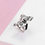 S925 Sterling Silver Dark Style Bear Beaded Pendant