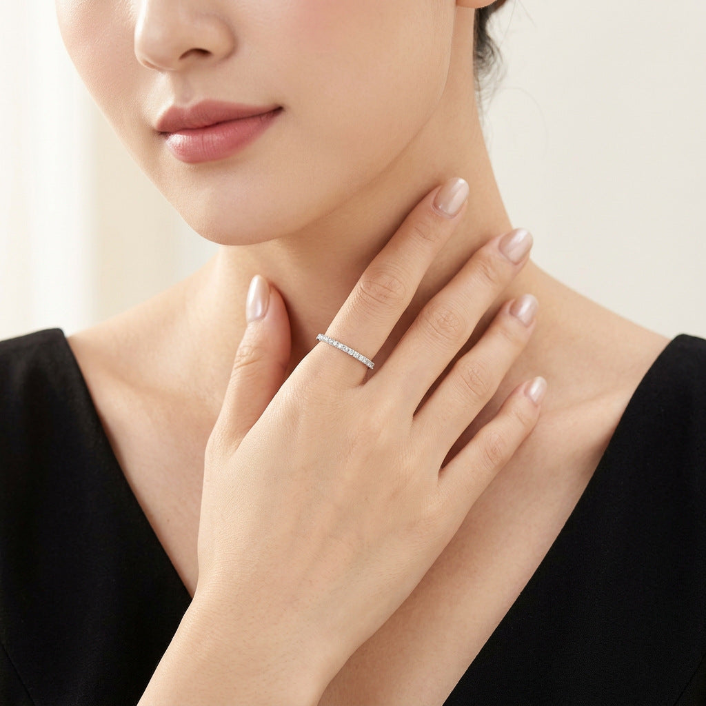 S925 Silver Stackable Moissanite Ring