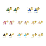 S925 Sterling Silver Colorful Zircon Stud Earrings