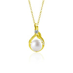 S925 Sterling Silver Moissanite Streamer Pearl Pendant Necklace