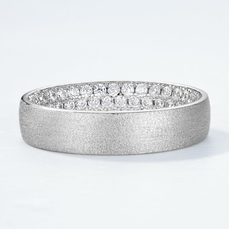 S925 Sterling Silver Ring with Full Diamond and Three Rows of Inlaid Zircon Rings