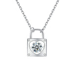 S925 Sterling Silver Moissanite Heart-Shape Lock Pendant Necklace
