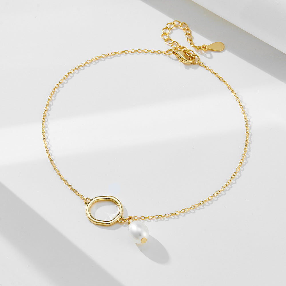 S925 Sterling Silver Natural Pearl Anklet
