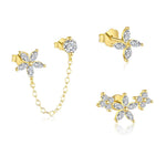 S925 Sterling Silver Flower Stud Earrings with Zirconia
