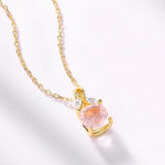 S925 Sterling Silver Gold-Plated Rose Crystal Pendant Zircon Necklace