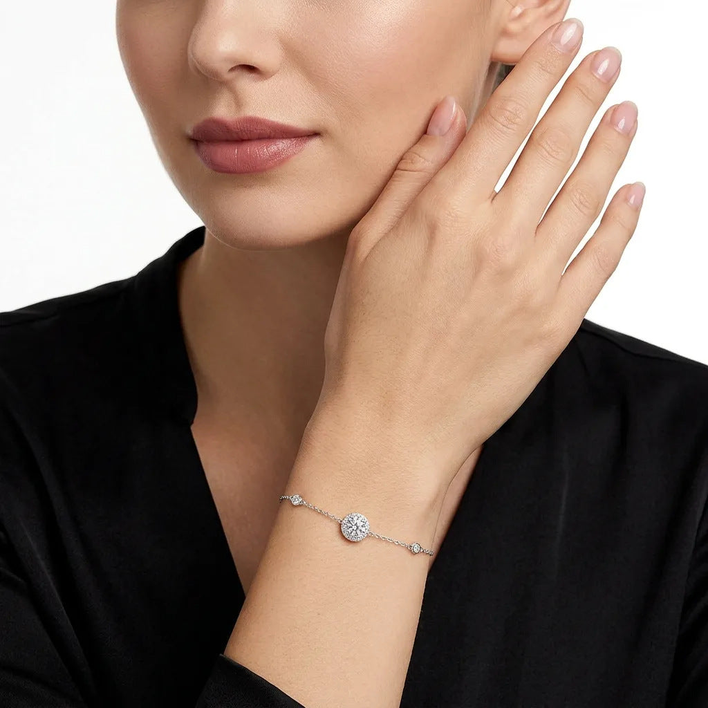 s925 Sterling Silver Round Moissanite Bracelet