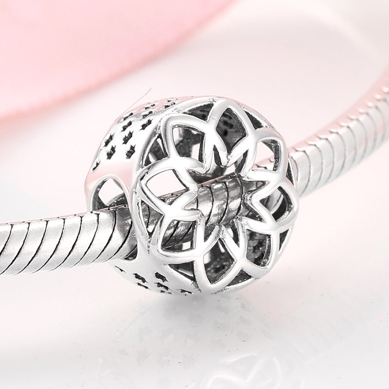S925 Sterling Silver Hollow Star Flower Pendant