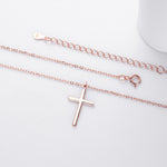 S925 Sterling Silver Simple Polished Cross Necklace