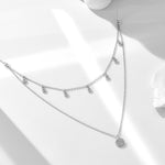 S925 Sterling Silver Double-Layer Simple Dot Zircon Necklace