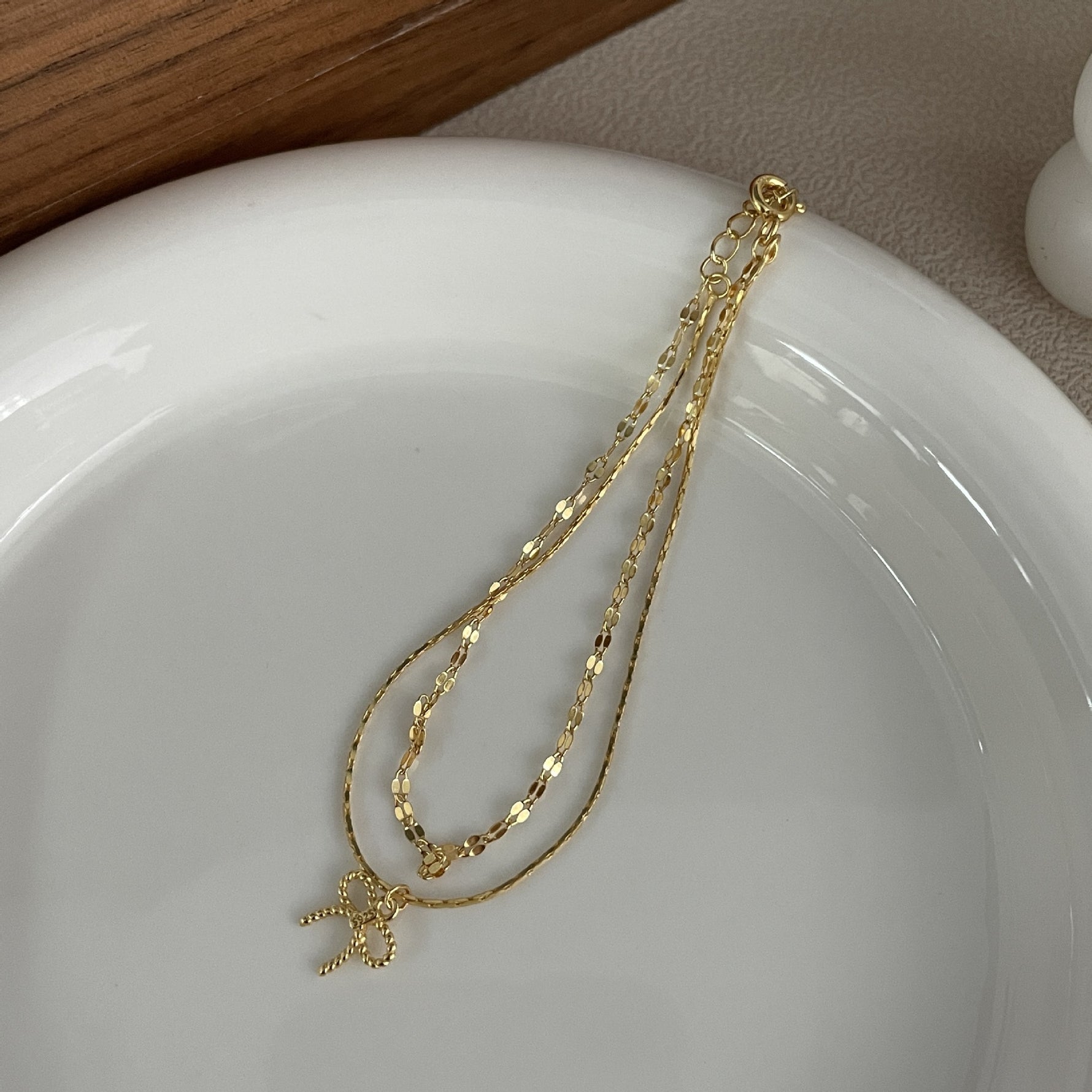 S925 Sterling Silver Double-layer Bow Bracelet