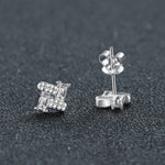 S925 sterling silver rectangular moissanite stud earrings