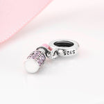 S925 Sterling Silver Inlaid Zircon Pink Lipstick Pendant