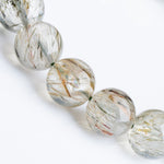 Natural Tourmaline and Green Rutilated Quartz Round Bead Bracelet