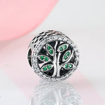 S925 Sterling Silver Tree of Life Hollow Green Zircon Pendant