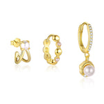 S925 Sterling Silver Geometric Zircon Earrings with Pearls(Single unit)