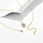 S925 Sterling Silver Simple Geometric Retro Natural Sky Blue Topaz Necklace