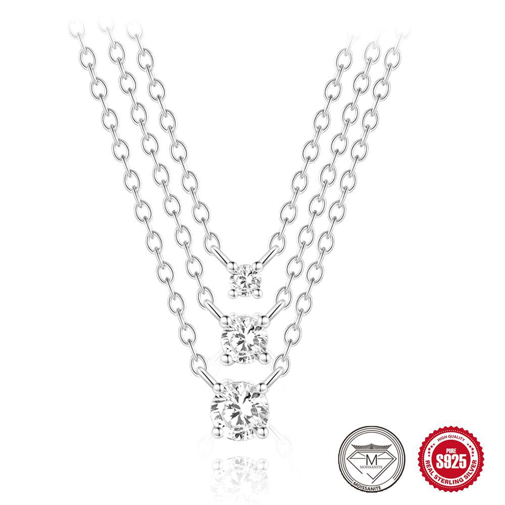 S925 Sterling Silver Solitaire Moissanite Necklace