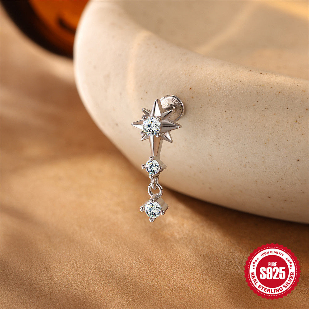 S925 Sterling Silver Moissanite 16G Cartilage Stud(Single unit)