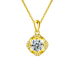 S925 Sterling Silver Moissanite Flower Stamen Four Leaf Clover Pendant Necklace