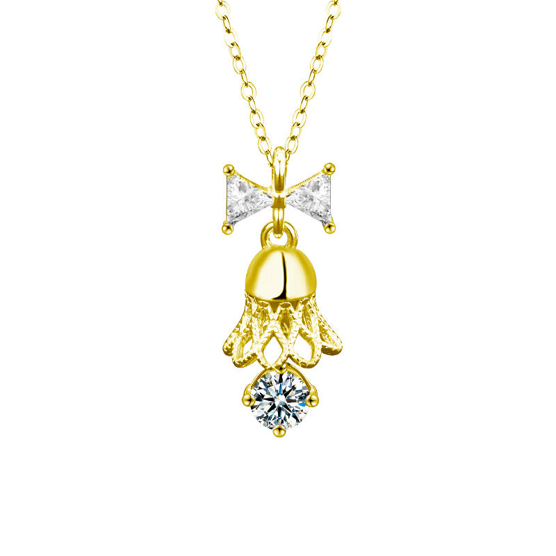 S925 Sterling Silver Moissanite Bell Pendant Necklace