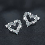 Moissanite 925 sterling silver full diamond heart earrings