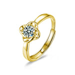 S925 Sterling Silver Four Leaf Clover Moissanite Ring