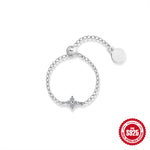S925 Sterling Silver Moissanite Adjustable Chain Ring