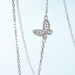 S925 Sterling Silver Blue Openwork Enamel Butterfly Pendant Zircon Necklace