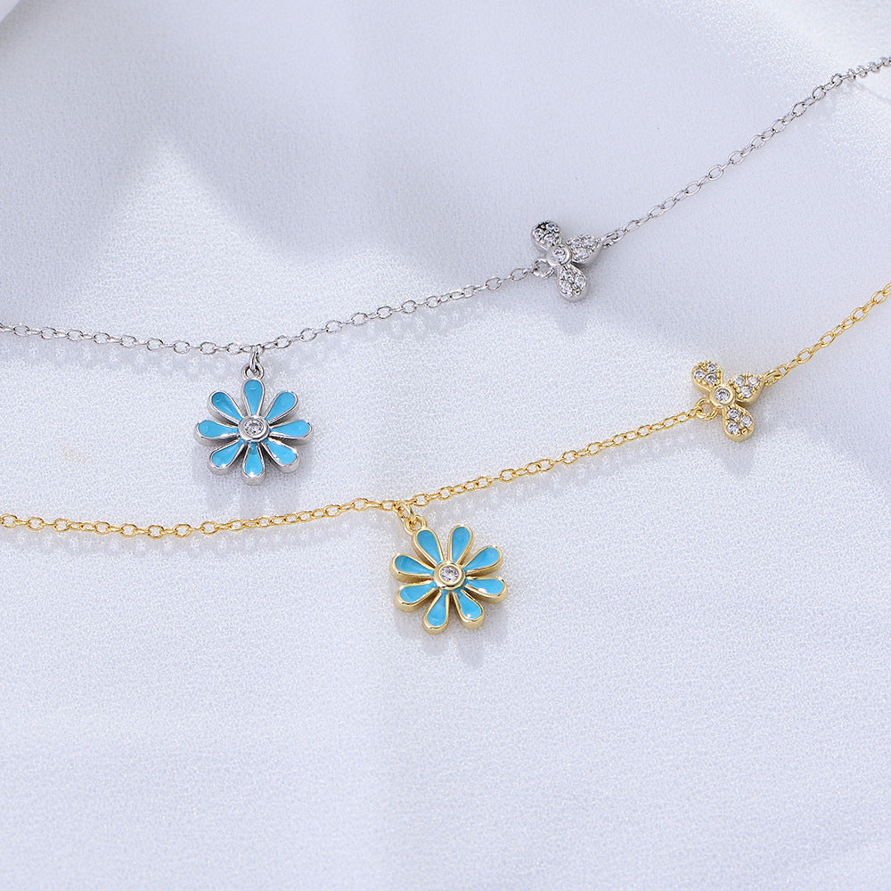 S925 Sterling Silver Little Daisy Anklet