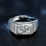 S925 Sterling Silver Moissanite Men's Bold Ring