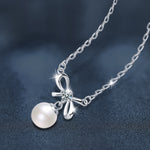 S925 Sterling Silver Moissanite Bowknot Pearl Necklace