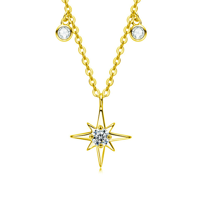 S925 Sterling Silver Moissanite Pendant Hexagram Necklace
