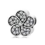 S925 Sterling Silver Inlaid Zircon Peony Flower Shape Pendant