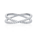 S925 Sterling Silver Moissanite Cross Over Ring