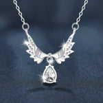 S925 Sterling Silver Angel Wings Moissanite Pendant Necklace